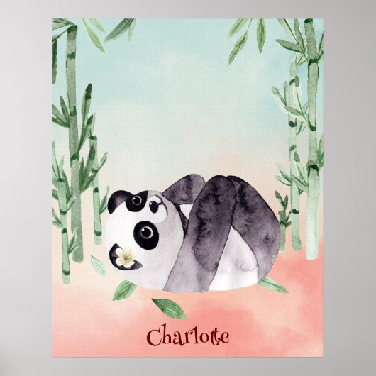 Schattige Tuimelende Panda Poster (Voorkant)