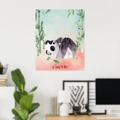 Schattige Tuimelende Panda Poster (Thuiskantoor)