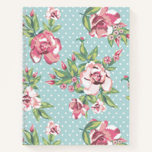 Schattige,  tuinbloemen blauw roos notitieboek