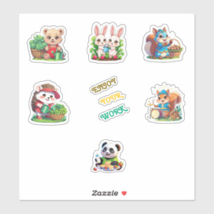 Schattige Tuinieren Dieren Printable Sticker Sheet