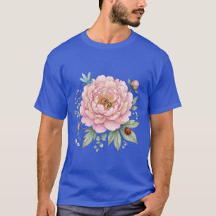Schattige Tuininsecten Pioen Watercolor Kunst T-shirt