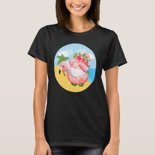 Schattige Tuinkabouter Op Het Strand Flamingo Dame T-shirt