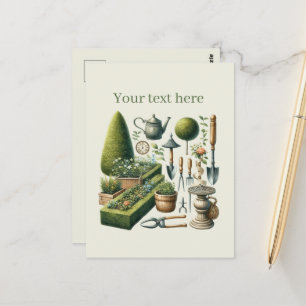 Schattige tuinliefhebbers aanpasbaar  briefkaart