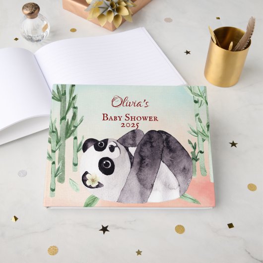 Schattige Tumbling Panda Baby shower Gastenboek (Voorkant open)