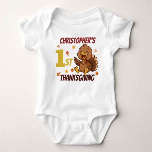 Schattige Turkije 1e Thanksgiving Romper (Voorkant)