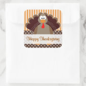 Schattige Turkije Happy Thanksgiving Flat Kaart St Vierkante Sticker (Tas)