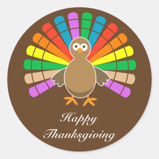 Schattige Turkije - Happy Thanksgiving Ronde Sticker (Voorkant)