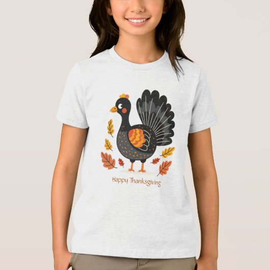 Schattige Turkije Happy Thanksgiving T-shirt (Voorkant)
