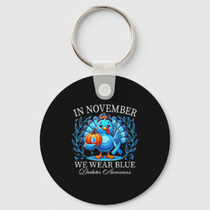 Schattige Turkije in november Draag Blue Diabetes Sleutelhanger