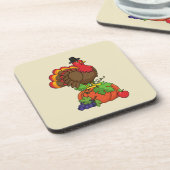 Schattige Turkije met Oogst Thanksgiving Bier Onderzetter (Linkerzijde)