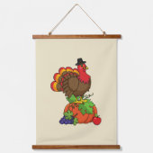 Schattige Turkije met Oogst Thanksgiving Hangend Wandkleed (Voorkant)