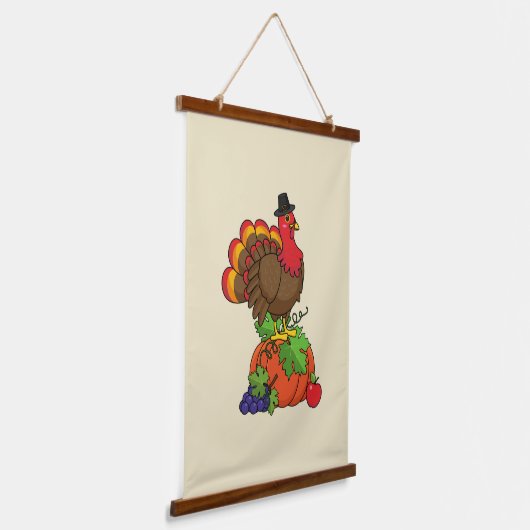 Schattige Turkije met Oogst Thanksgiving Hangend Wandkleed (Gebogen)
