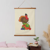 Schattige Turkije met Oogst Thanksgiving Hangend Wandkleed (Slaapkamer)