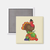 Schattige Turkije met Oogst Thanksgiving Magneet (Voorkant / Achterkant)