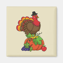 Schattige Turkije met Oogst Thanksgiving Magneet