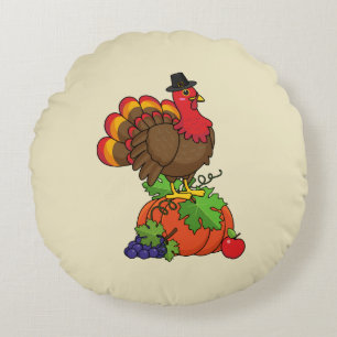 Schattige Turkije met Oogst Thanksgiving Rond Kussen