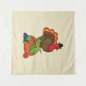 Schattige Turkije met Oogst Thanksgiving Wandkleed (Voorkant (horizontaal))