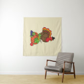 Schattige Turkije met Oogst Thanksgiving Wandkleed (In Situ (horizontaal))