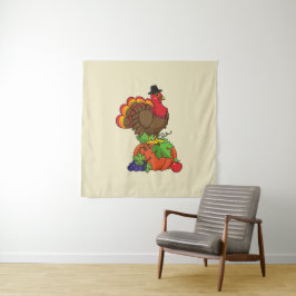 Schattige Turkije met Oogst Thanksgiving Wandkleed