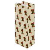 Schattige Turkije met Oogst Thanksgiving Wijn Cadeautas (Achterkant Gekanteld)