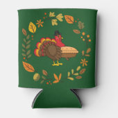 Schattige Turkije met Pumpkin Pie Thanksgiving Blikjeskoeler (Voorkant)