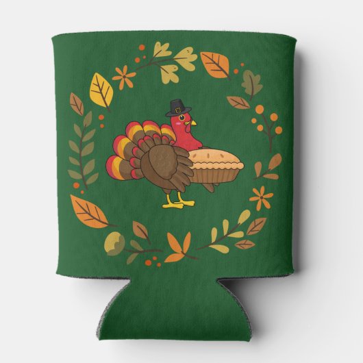 Schattige Turkije met Pumpkin Pie Thanksgiving Blikjeskoeler (Achterkant)