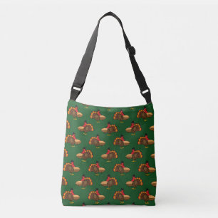 Schattige Turkije met Pumpkin Pie Thanksgiving Crossbody Tas