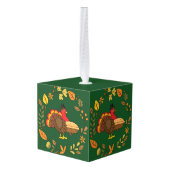 Schattige Turkije met Pumpkin Pie Thanksgiving Decoratie (Achter hoekig)