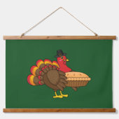 Schattige Turkije met Pumpkin Pie Thanksgiving Hangend Wandkleed (Voorkant)