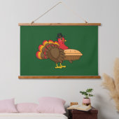 Schattige Turkije met Pumpkin Pie Thanksgiving Hangend Wandkleed (Slaapkamer)