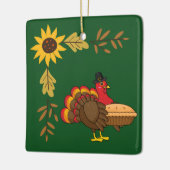 Schattige Turkije met Pumpkin Pie Thanksgiving Keramisch Ornament (Links)