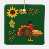 Schattige Turkije met Pumpkin Pie Thanksgiving Keramisch Ornament (Achterkant)