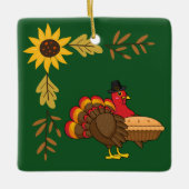 Schattige Turkije met Pumpkin Pie Thanksgiving Keramisch Ornament (Voorkant)