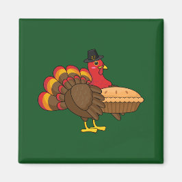 Schattige Turkije met Pumpkin Pie Thanksgiving Magneet