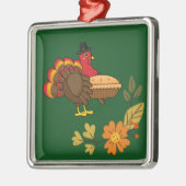Schattige Turkije met Pumpkin Pie Thanksgiving Metalen Ornament (Links)