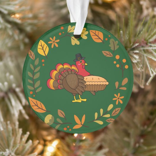 Schattige Turkije met Pumpkin Pie Thanksgiving Ornament (Boom)
