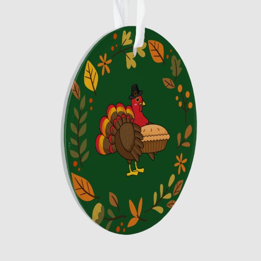 Schattige Turkije met Pumpkin Pie Thanksgiving Ornament (voorkant)