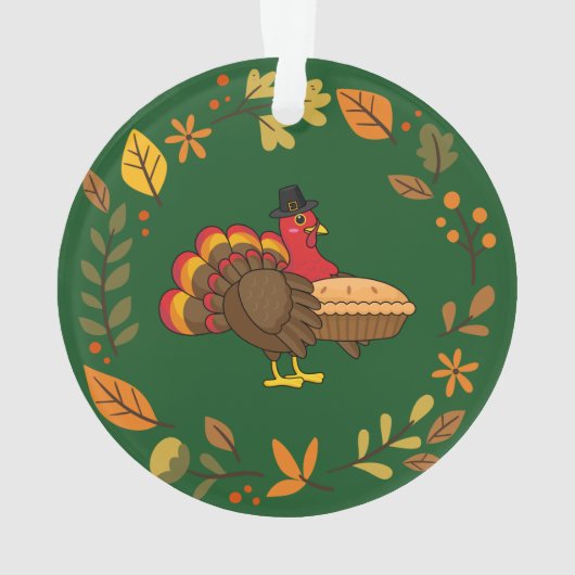 Schattige Turkije met Pumpkin Pie Thanksgiving Ornament (achterkant)