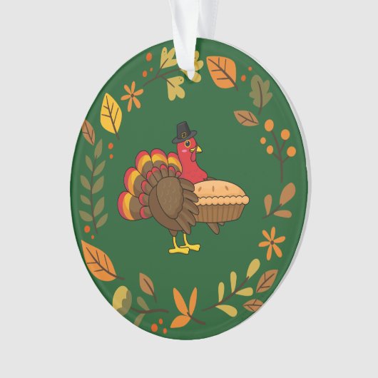 Schattige Turkije met Pumpkin Pie Thanksgiving Ornament (voorkant)