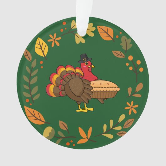 Schattige Turkije met Pumpkin Pie Thanksgiving Ornament (voorkant)