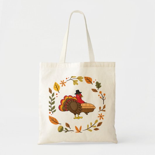 Schattige Turkije met Pumpkin Pie Thanksgiving Tote Bag (Voorkant)