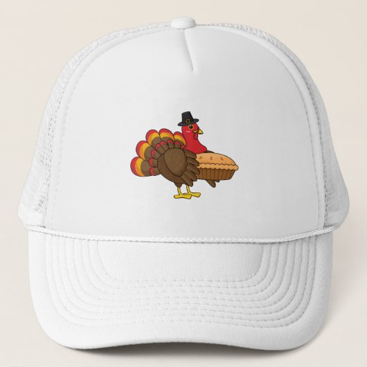 Schattige Turkije met Pumpkin Pie Thanksgiving Trucker Pet (Voorkant)