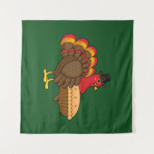 Schattige Turkije met Pumpkin Pie Thanksgiving Wandkleed (Voorkant (horizontaal))