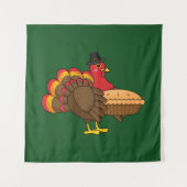 Schattige Turkije met Pumpkin Pie Thanksgiving Wandkleed (Voorkant)
