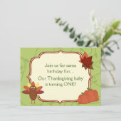 Schattige Turkije Thanksgiving 1e Verjaardagsuitno Kaart (Staand voorkant)