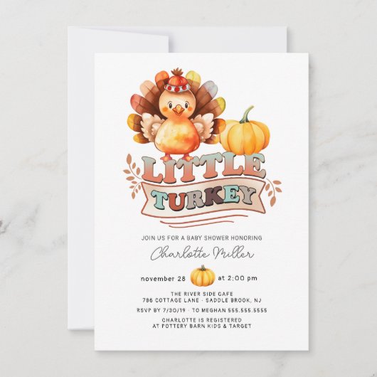 Schattige Turkije Thanksgiving Baby shower Kaart (Voorkant)