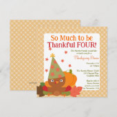 Schattige Turkije Thanksgiving Diner 4e Verjaardag Kaart (Voorkant / Achterkant)