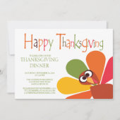 Schattige Turkije Thanksgiving Diner Party Uitnodi Kaart (Voorkant)