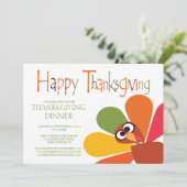 Schattige Turkije Thanksgiving Diner Party Uitnodi Kaart (Staand voorkant)