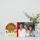 Schattige Turkije Thanksgiving familie fotokaart Feestdagenkaart (Staand voorkant)